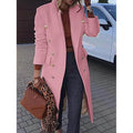 Women's pink long-sleeve coat with button front, regular fit, open lapel