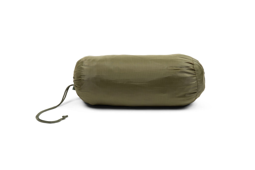 Woobie blanket rolled up in ranger green with drawstring cord