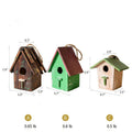 Birdhouse ornament size chart: style A, B, C dimensions and weights.