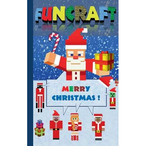Minecraft-themed Christmas notebook with red-shirt character and gift illustrations