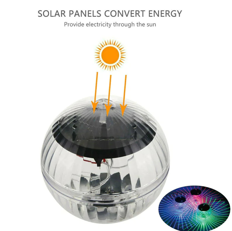 Clear solar LED floating lamp globe with sun power arrows