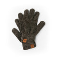 Charcoal chenille knit glove with leather logo patch