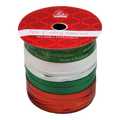 Curling ribbon spool, red green white Merry Christmas ribbon