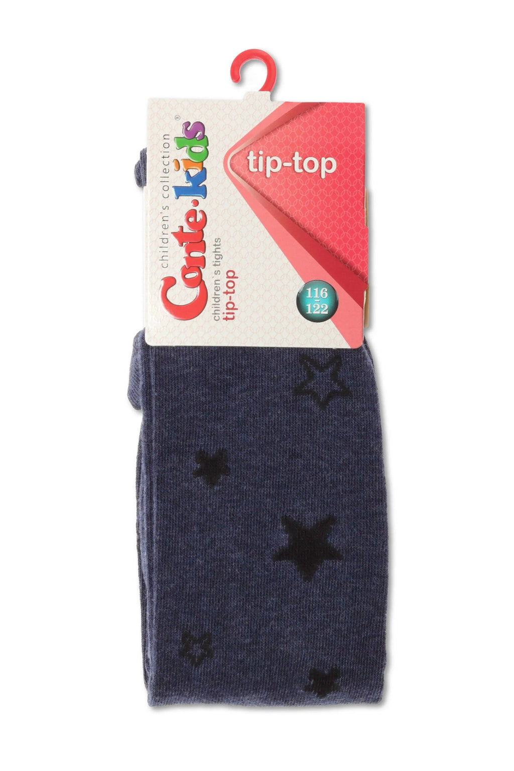 Kids cotton tights, dark blue with small star pattern