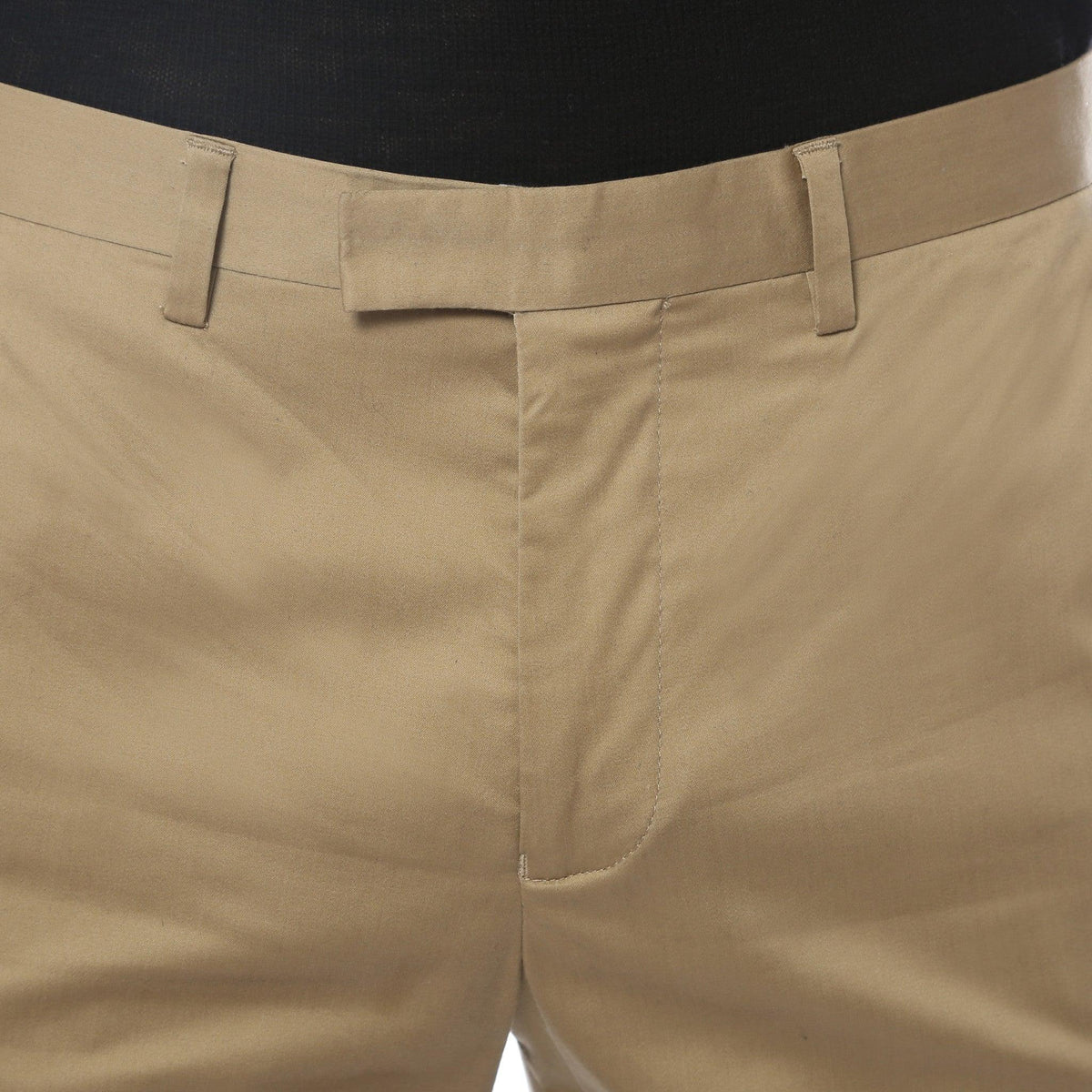 Khaki chino waistband with belt loops and side pockets