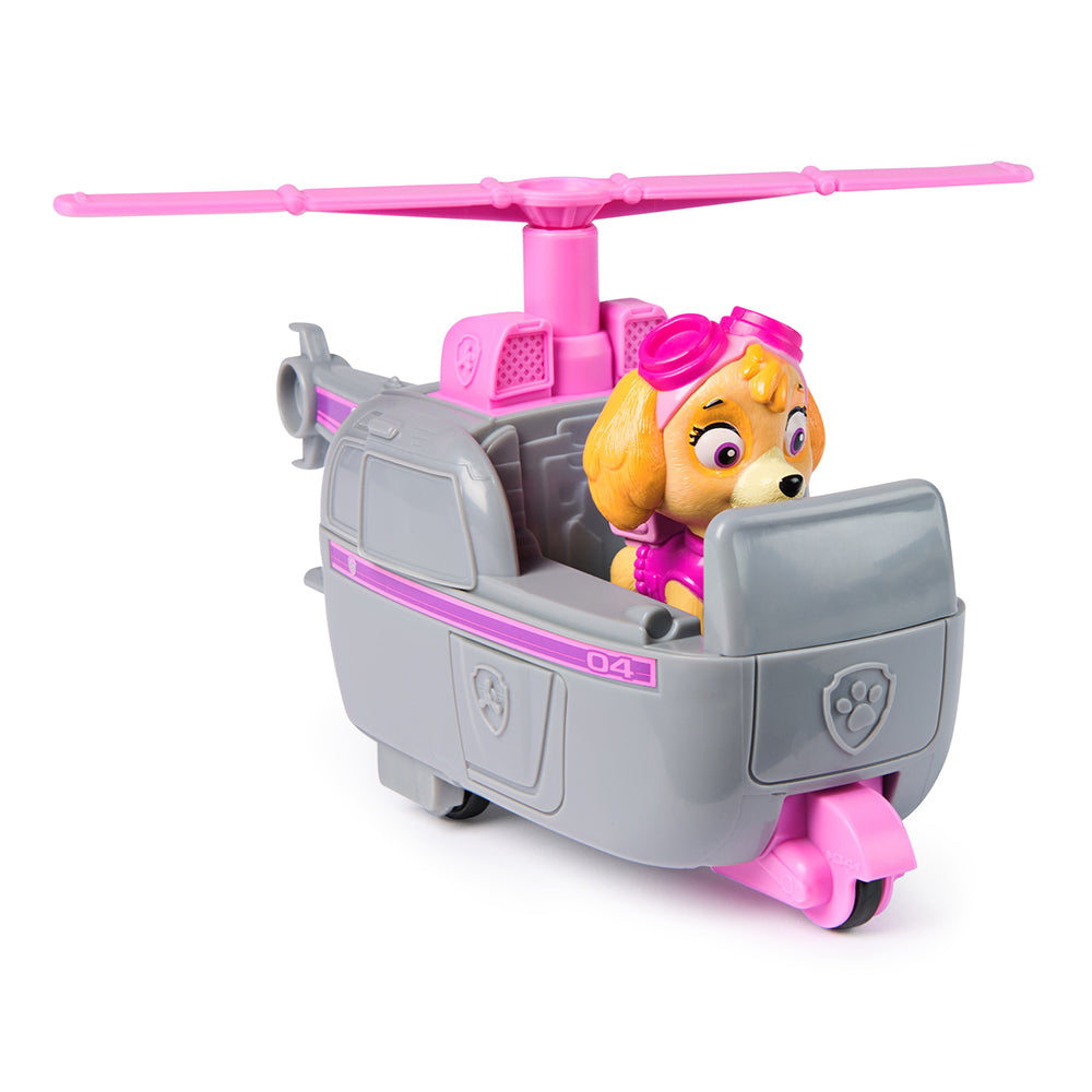 Gray and pink rescue helicopter toy with Skye character inside cab